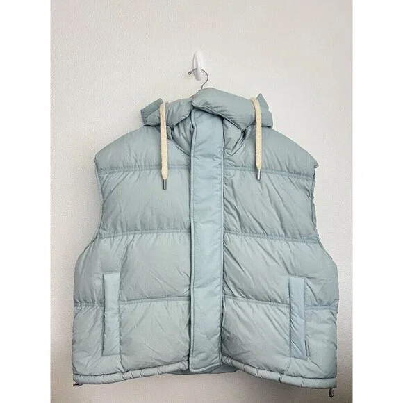 AMI Paris Alexandre Mattiussi Hooded Padded Gilet Down Vest Oversized Sky Blue - Picture 6 of 16